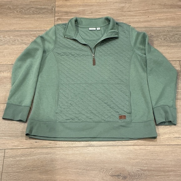 LLBean Women's Quilted Quarter-Zip Pullover Green, size XL - Picture 3 of 7